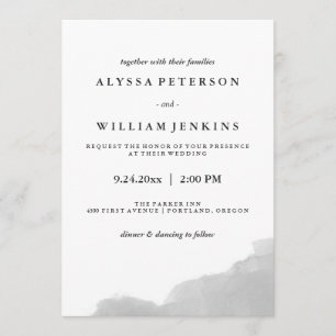 Convite Respingo cinzento moderno minimalista da aguarela
