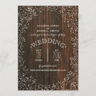 Convite Respiração do Bebê Barnwood do Casamento Virtual L