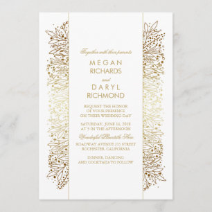 Convite Respiração do bebê Dourado Vintage - Casamento de