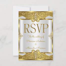 Convite Responder Casamento Dourado Pérolas Brancas Moldur