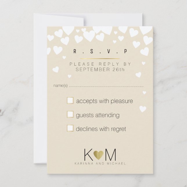 Convite responder rsvp elegante, romântico amor casamento (Frente)