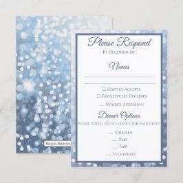 Convite Resposta de Casamento Azul Gélido de Inverno