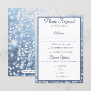 Convite Resposta de Casamento Azul Gélido de Inverno
