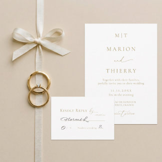 Convite Resposta de casamento branca minimalista moderna