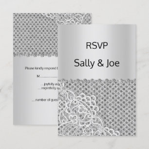 Convite Resposta de Casamento com Lace Diamond em Silver S
