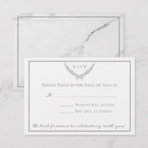 Convite Resposta de Casamento com Mármore Elegante e Coroa