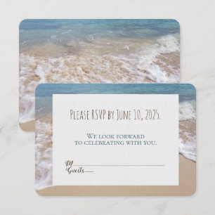 Convite resposta de casamento-corações na areia da praia