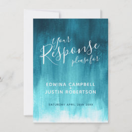 Convite Resposta de casamento de arte moderna em azul turq
