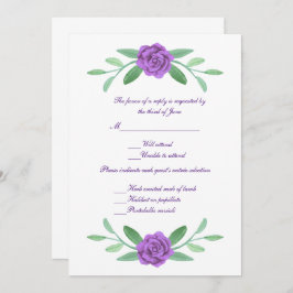 Convite Resposta de Casamento de Foliage Floral Roxo