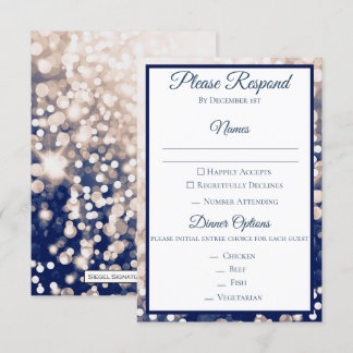 Convite Resposta de Casamento de Outono - Champanhe e Azul