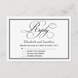 Convite Resposta de Casamento de Script de Caligrafia Pret