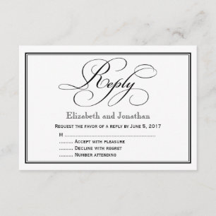 Convite Resposta de Casamento de Script de Caligrafia Pret