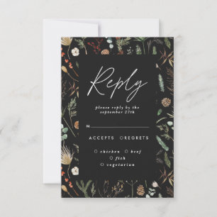 Convite Resposta de casamento elegante floral botânico pre