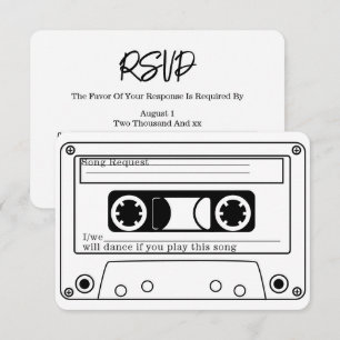 Convite Resposta de Casamento em Fita de Música Retro Esti