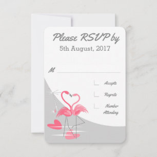 Convite Resposta de casamento Flamingo Love Large Moon