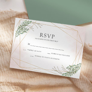 Convite Resposta de Casamento Folhas Verdes & Rubor