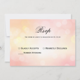 Convite Resposta de Casamento Luz Bokeh, brilho rosa, luxo