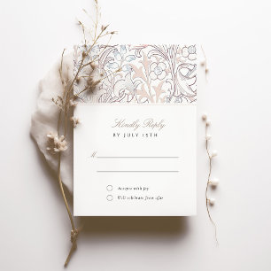Convite Resposta de Casamento Pastel Clássico Golden Lily 