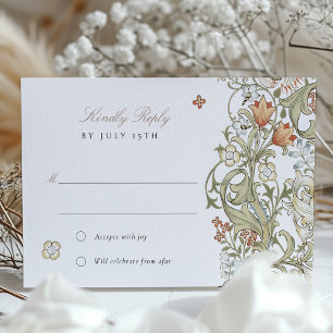 Convite Resposta de Casamento Pastel Clássico Golden Lily 