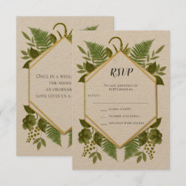 Convite Resposta de Casamento Samambaias e Fauna Dourado e