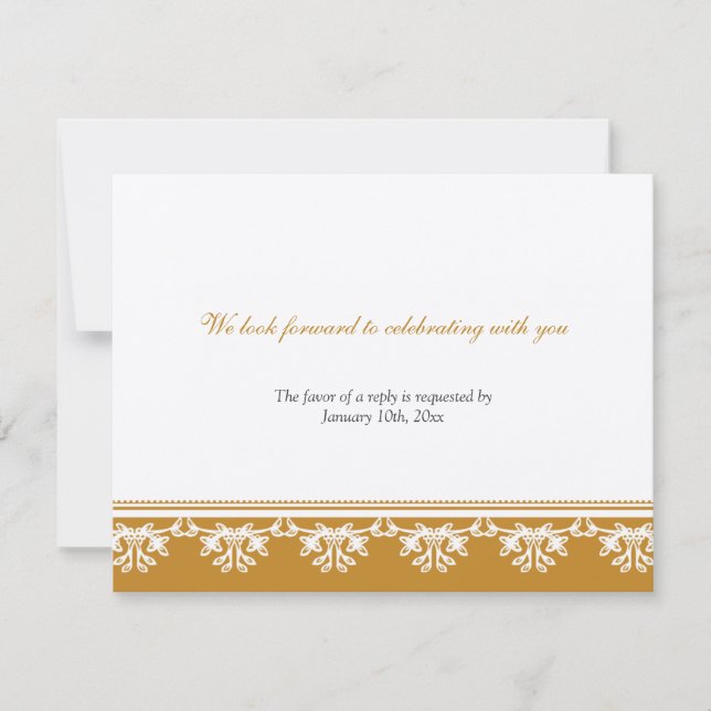 Convite Resposta de RSVP de casamento com borda de filigra (Frente)