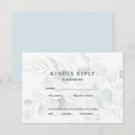Convite Resposta de RSVP de casamento com eucalipto azul v