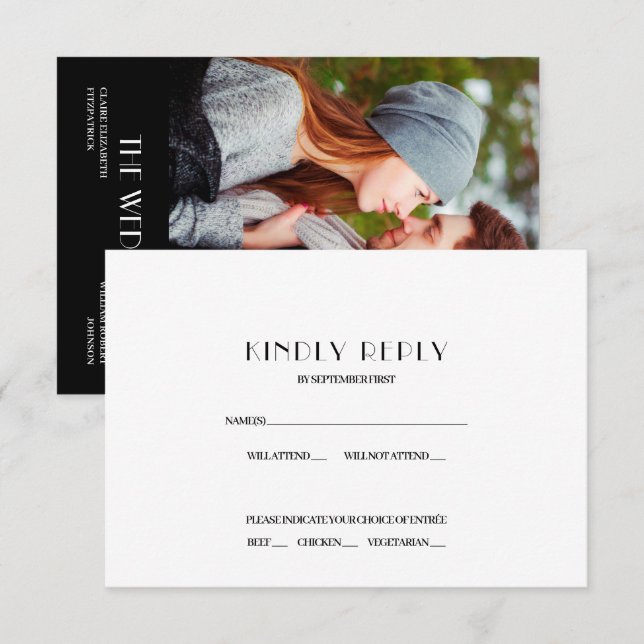 Convite Resposta de RSVP de casamento de pôster de filme d (Frente/Verso)