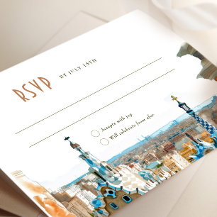 Convite Resposta de RSVP de Casamento em Barcelona - Cartã