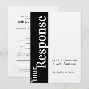 Convite Resposta de RSVP de casamento em texto branco e pr