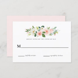 Convite Resposta de RSVP de casamento floral rosa avermelh