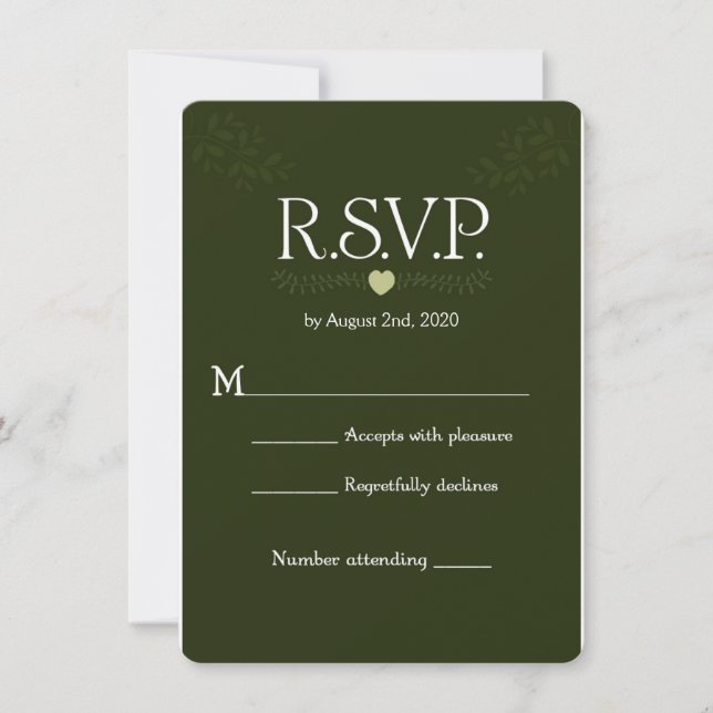 Convite Resposta de RSVP de Casamento Florestal Rústico Bo (Frente)