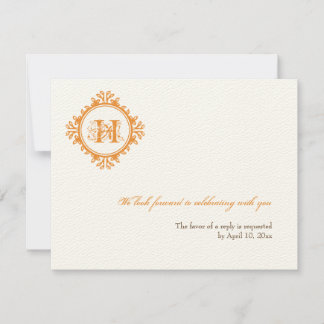Convite Resposta de RSVP de casamento inicial laranja deca