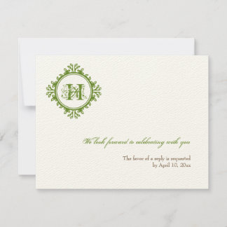 Convite Resposta de RSVP de casamento inicial verde de dec