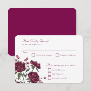 Convite Resposta de RSVP de casamento Maroon Rose