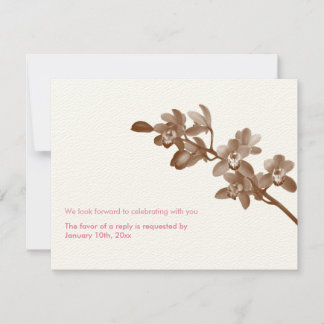 Convite Resposta de RSVP de casamento moderno ecru rosa or