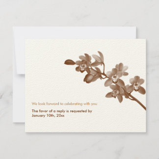 Convite Resposta de RSVP de casamento moderno marrom orquí