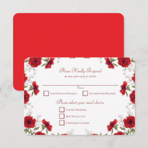 Convite Resposta de RSVP de Casamento Romântico com Rosa V
