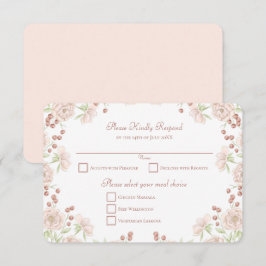 Convite Resposta de RSVP de Casamento Rosa Bege