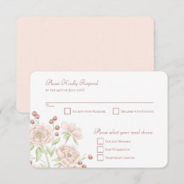 Convite Resposta de RSVP de Casamento Rosa Bege Moderno