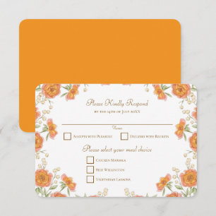 Convite Resposta de RSVP de Casamento Rosa Laranja