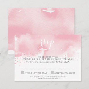 Convite RESPOSTA DE RSVP elegante aguarela rosa pálido