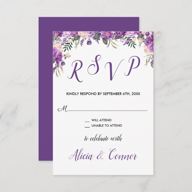 Convite Resposta de RSVP Floral de Primavera Verão (Frente/Verso)