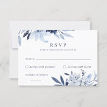 Resposta de RSVP Floral Floral de Cor Azul do Mari