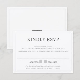 Convite RESPOSTA DE RSVP simples borda minimal cinza