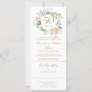 Convite Resposta para Aniversário de Bodas de Ouro 50 anos