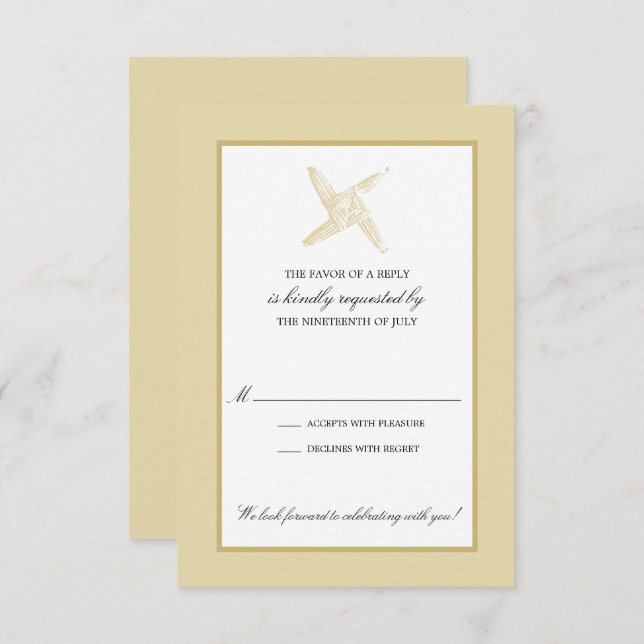 Convite Resposta para Casamento com Cruz da Sra. Brígida I (Frente/Verso)