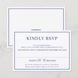 Convite RESPOSTA RSVP borda minimal simples azul real