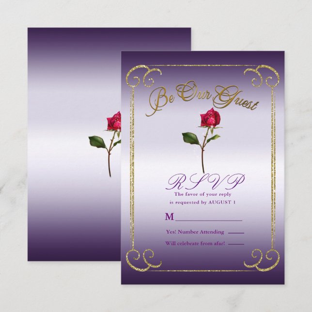 Convite Resposta RSVP de Casamento de Bela Rosa vermelha R (Frente/Verso)