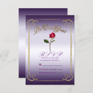 Convite Resposta RSVP de Casamento de Bela Rosa vermelha R