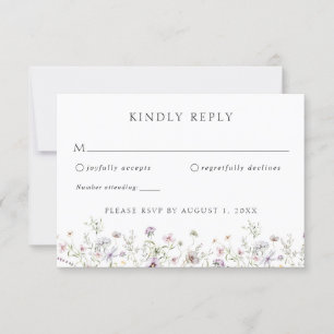 Convite Resposta RSVP de Casamento de Boho Wildflower